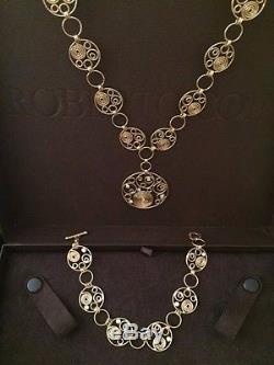 Roberto Coin 18K Yellow Gold / Diamond SWIRL Design Necklace & Bracelete Set