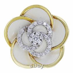 Roberto Coin 18K Yellow Gold Original Diamond Flower Ring 0.35 Cttw Size 7