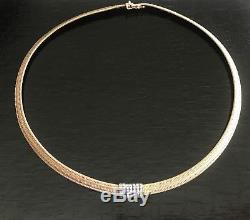 Roberto Coin 18K Yellow Gold Pave Diamond 16 Woven Silk Weave Choker Necklace