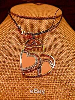 Roberto Coin 18K Yellow Gold & Pink Enamel Hinged Heart Pendant with Diamonds on