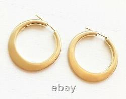 Roberto Coin 18K Yellow Gold Round Satin Hoop Earrings 34mm NEW $2140