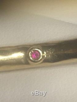 Roberto Coin 18K Yellow Gold Signature Ruby Bangle Bracelet New With Tags