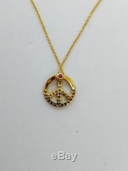 Roberto Coin 18K Yellow Gold Tiny Treasures Diamond Peace Necklace 16 or 18
