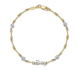 Roberto Coin 18K Yellow Gold and Diamond Station Bracelet NWT Authentic