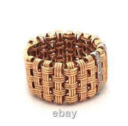 Roberto Coin 18K Yellow White Gold Appassionata Diamond Woven Band Ring