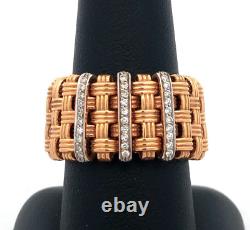 Roberto Coin 18K Yellow White Gold Appassionata Diamond Woven Band Ring