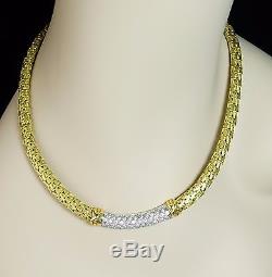Roberto Coin 18K Yellow White Gold Diamond Bar Vintage Heavy Necklace 1980s