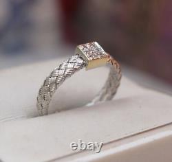 Roberto Coin 18K white gold woven mesh diamond Ruby Ring sz 6