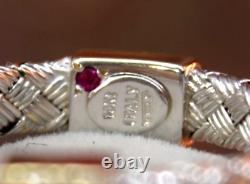 Roberto Coin 18K white gold woven mesh diamond Ruby Ring sz 6