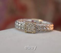 Roberto Coin 18K white gold woven mesh diamond Ruby Ring sz 6