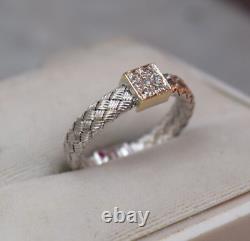 Roberto Coin 18K white gold woven mesh diamond Ruby Ring sz 6