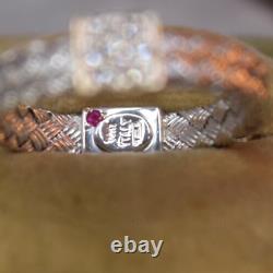 Roberto Coin 18K white gold woven mesh diamond Ruby Ring sz 6