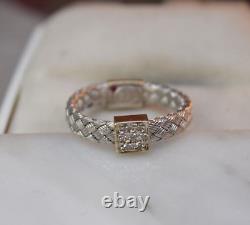 Roberto Coin 18K white gold woven mesh diamond Ruby Ring sz 6
