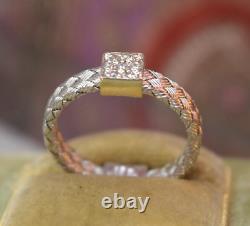 Roberto Coin 18K white gold woven mesh diamond Ruby Ring sz 6