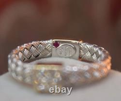 Roberto Coin 18K white gold woven mesh diamond Ruby Ring sz 6