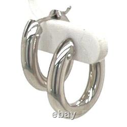 Roberto Coin 18 Karat White Gold Oval Hoop Designer Earrings