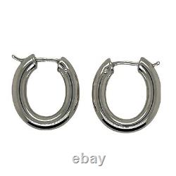 Roberto Coin 18 Karat White Gold Oval Hoop Designer Earrings
