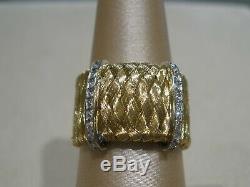 Roberto Coin 18 k Yellow Gold & Diamond Silk Woven Band Ring Size 6.5