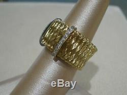 Roberto Coin 18 k Yellow Gold & Diamond Silk Woven Band Ring Size 6.5