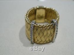 Roberto Coin 18 k Yellow Gold & Diamond Silk Woven Band Ring Size 6.5