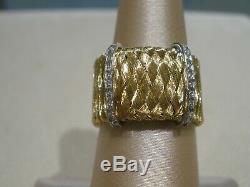 Roberto Coin 18 k Yellow Gold & Diamond Silk Woven Band Ring Size 6.5