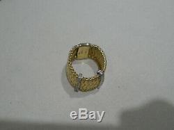 Roberto Coin 18 k Yellow Gold & Diamond Silk Woven Band Ring Size 6.5