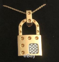 Roberto Coin 18 kt Yellow Gold Lock Pendant with Diamonds and Chain Necklace