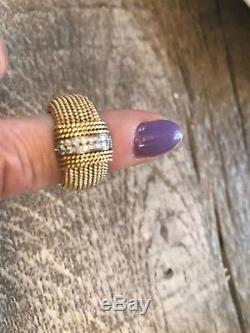 Roberto Coin 18k Diamonds & Solid Gold braided RARE 7 Appassionata RING heavy