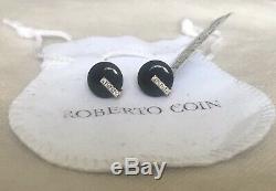 Roberto Coin 18k Rose Gold Black Jade Diamond Earrings NWT Retails $1,950.00