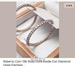 Roberto Coin 18k Rose Gold Diamond Inside Out Hoop Earrings