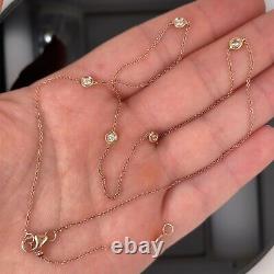 Roberto Coin 18k Rose Gold Diamond Station Necklace New $1080