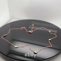 Roberto Coin 18k Rose Gold Diamond Station Necklace New $1080