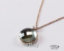 Roberto Coin 18k Rose Gold Faceted Green Amethyst And Diamond Necklace Pendant