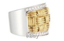Roberto Coin 18k Two-tone Appassionata Diamond Ring Weave Size 6