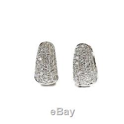 Roberto Coin 18k White Gold 1.50tcw Pave Diamond Huggie Earrings