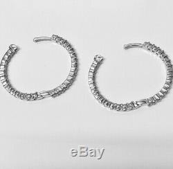 Roberto Coin 18k White Gold 1.53ctw 25mm Diamond Hoop Earrings