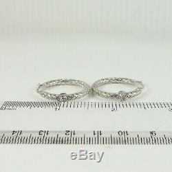 Roberto Coin 18k White Gold. 20tcw Silk Weave Diamond Hoop Earrings