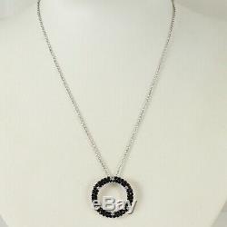 Roberto Coin 18k White Gold Black 24mm Sapphire Diamond Fantasia Circle Necklace