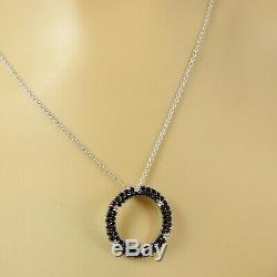 Roberto Coin 18k White Gold Black 24mm Sapphire Diamond Fantasia Circle Necklace