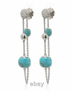 Roberto Coin 18k White Gold Diamond Ct And Turquoise Earrings 8882377AWERJX