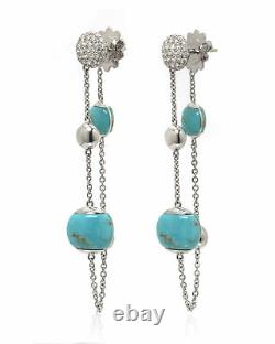 Roberto Coin 18k White Gold Diamond Ct And Turquoise Earrings 8882377AWERJX