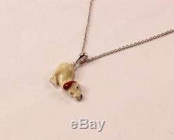 Roberto Coin 18k White Gold Diamond Enamel Adorable Puppy Dog Necklace Pendant