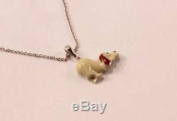 Roberto Coin 18k White Gold Diamond Enamel Adorable Puppy Dog Necklace Pendant