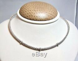 Roberto Coin 18k White Gold & Diamond Silk Weave Woven Necklace NEW