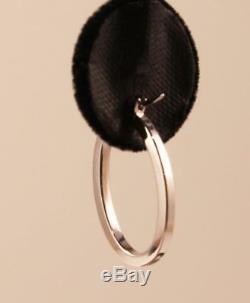Roberto Coin 18k White Gold Oval Shape 1.0 Inch Drop Hoop Earrings