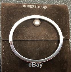 Roberto Coin 18k White Gold Rectangular Bangle Hinged Bracelet