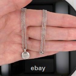Roberto Coin 18k White Gold Round Bezel Cluster Diamond Pendant Necklace $2999