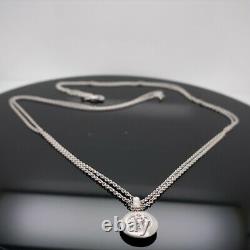 Roberto Coin 18k White Gold Round Bezel Cluster Diamond Pendant Necklace $2999