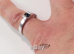 Roberto Coin 18k White Gold Sapphire Diamond Ring Engagement Sz 7/t54/uk O