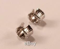 Roberto Coin 18k White Gold Small Wide Weighty Hoop Huggie Cuff Earrings